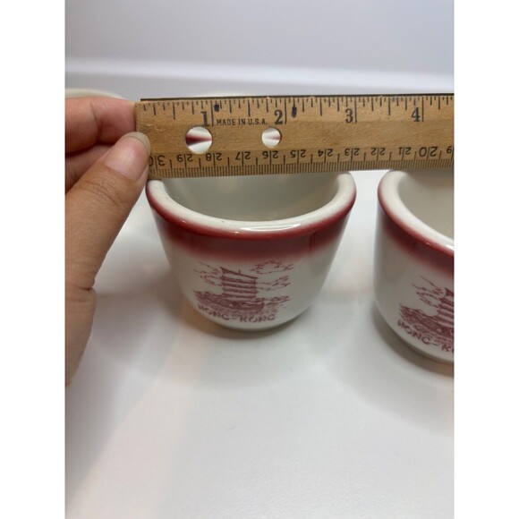 4 Jackson China Restaurant Ware Red Airbrush Custard Egg Cup/teacups Hong Kong - Picture 12 of 13